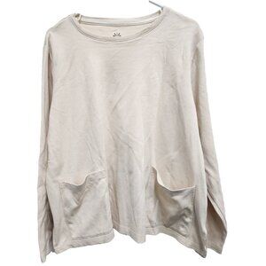 IsaacMizrahiLIve Essentials Womens Top Size X Beige Long Sleeve Pockets
